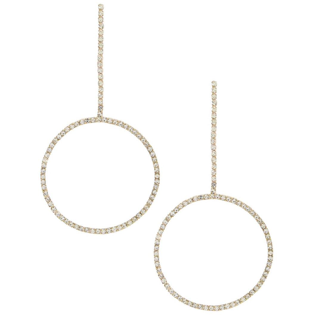 Crystal & 18k Gold Plated Circle Drop Earrings