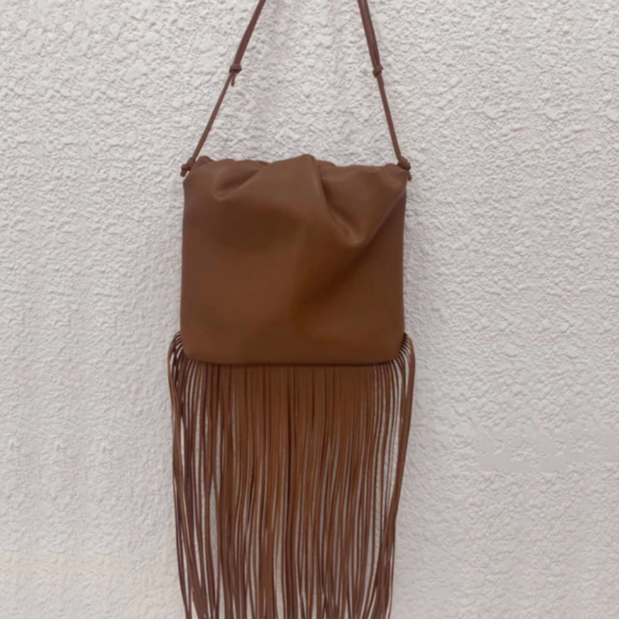 Leather X Long Fringe Bag more colors