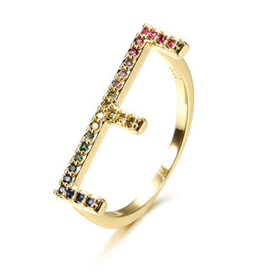 Rainbow Initial Letter Ring