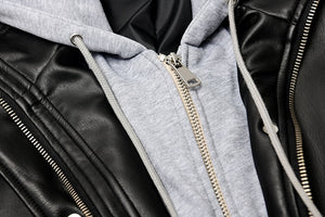 Hooded Vegan Leather Jacket