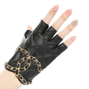 Genuine Leather Half Chained Gloves