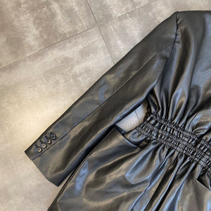 Vegan Leather Cinched Waist Jacket