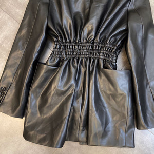 Vegan Leather Cinched Waist Jacket