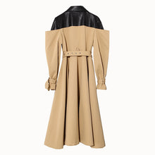 Leather Contrast Color Trench