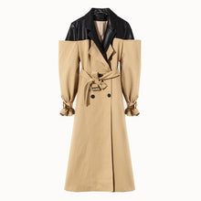 Leather Contrast Color Trench