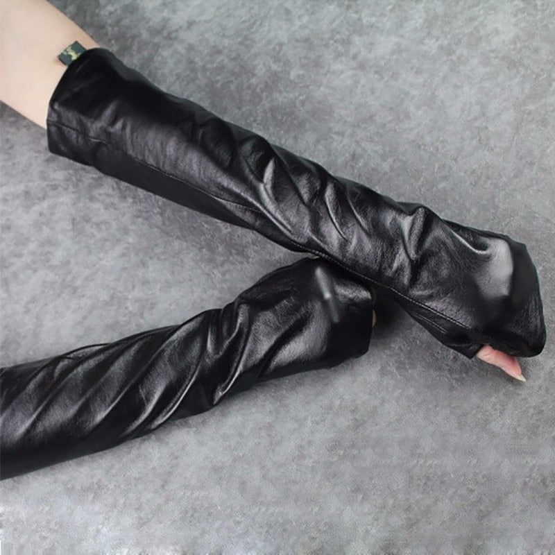 Fingerless Faux Leather Gloves 